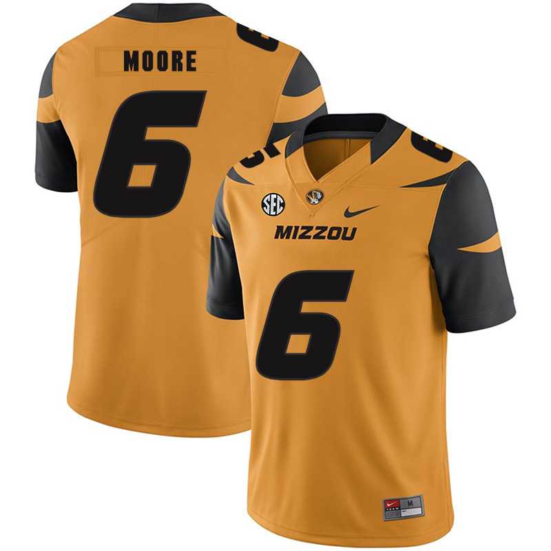 Missouri Tigers #6 J'Mon Moore Gold Nike College Football Jersey